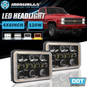 For Chevrolet C10 C20 C30 81-86 Pair 4x6" LED Headlights Hi-Lo DRL Turn Signal - Imagen 1 de 12