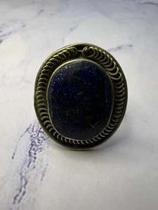 Vintage handgefertigter indianischer Lapislazuli-Ring in gemischten Metallen - Bild 1 von 5