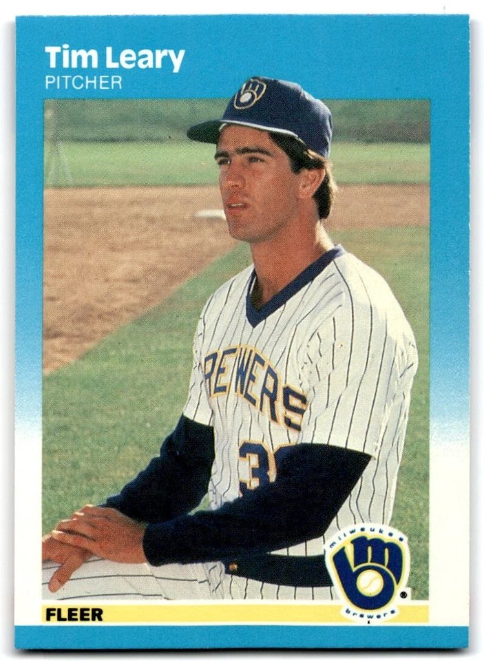 1987 Fleer Tim Leary p Milwaukee Brewers #348 - Image 1 of 2