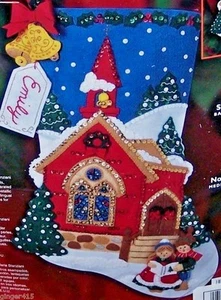 Bucilla HEILIGE NACHT Filz Weihnachtsstrumpf Set-Original nicht kariert Repro oder 2. - Bild 1 von 9