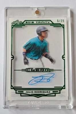 2019 Leaf Trinity Clear JULIO RODRIGUEZ AUTO Green Serial #5/25 Rookie RC JRod🔥 - Image 1 of 4