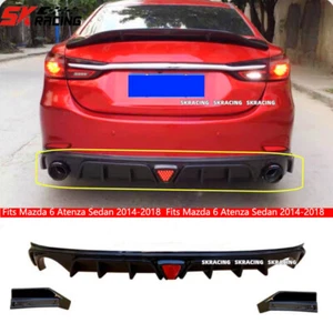 Fits Mazda 6 Atenza Sedan 2014-2018 Matte Black Rear Bumper Diffuser Spoiler Lip - Picture 1 of 15