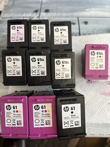 11 cartucce inchiostro originali HP 61 vuote nero 7 e Tri 4 colori mai ricaricate 7 xl - Foto 1 di 1