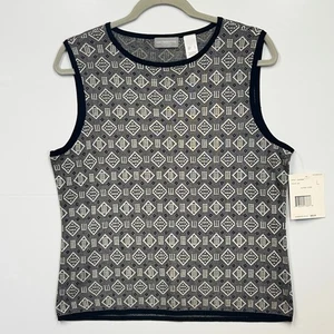 Liz Claiborne Collection Silk Sleeveless Top Geometric Pattern L - Picture 1 of 11