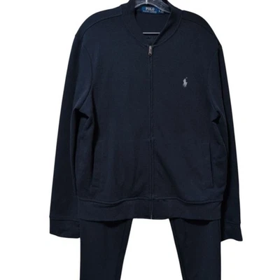 Terno de atletismo Polo Ralph Lauren tamanho médio/grande azul marinho assinatura cinza pônei - Imagem 1 de 4