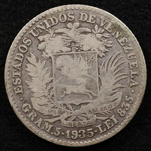 Venezuela 1 Bolivar 1935, Münze, Silber, Inv#H532 - Bild 1 von 2