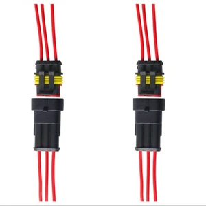 2 Sets Electrical Car 3-Pin 18AWG Wire Connector Male Female Plug Kit Waterproof - Picture 1 of 5