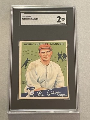 Goudey Heinie Manush 1934 #18 Salón de la fama SGC 2  Foto 1 de 2