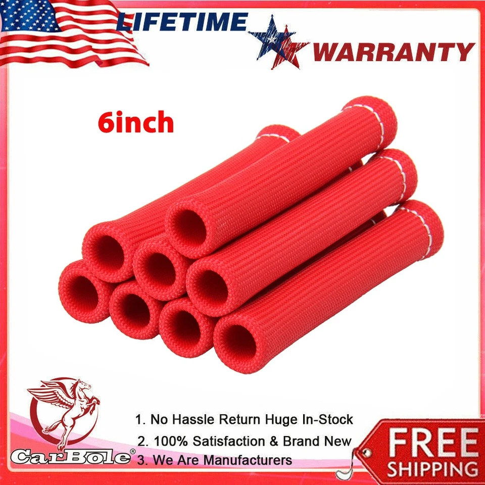 Protector de funda protectora térmica para bota de cable de bujía de 8 piezas para bloque grande pequeño V8 6" Foto 1 de 4