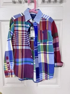 Polo Ralph Lauren Plaid Cotton Oxford Fun Shirt big boys size 8 NWT - Picture 1 of 5