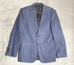 John Lewis Linen Blazer 36R Slim Fit Blue Tailored Jacket Smart Casual - Picture 1 of 8