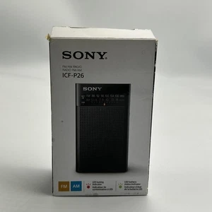Sony ICF-P26 Portable Pocket Radio FM/AM Built-in Speaker Black Boxed (Tested) - Picture 1 of 10