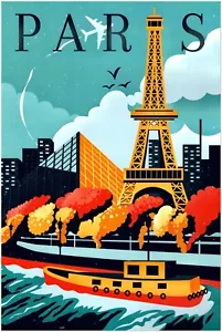 Travel Posters Paris - France - Travel Poster, Retro, Vintage Poster - Picture 1 of 6