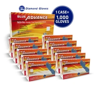 Blue Nitrile Premium Exam Gloves Powder-Free 5-Mil 1000pcs S/M/L/XL New Case - Picture 1 of 6