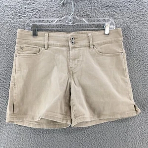 Denizen Bermuda Shorts Womens 6 Beige Mid Rise Button 5 Pockets Flat Front Zip - Picture 1 of 13