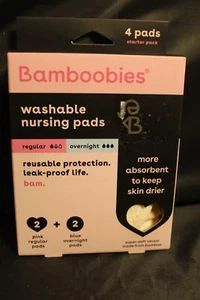 Bamboobies Washable Reusable Nursing Pads 2 Regular 2 Overnight New In Box - Picture 1 of 1