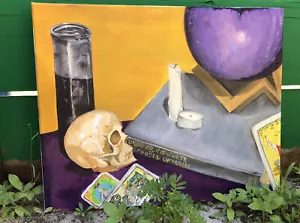 Occult Still life Oil on Canvas - Original Oil Painting - Skull and Witchcraft - Picture 1 of 9