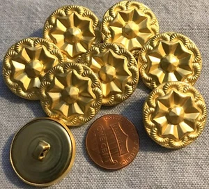 8 Brushed Gold Tone Hollow Puffed Metal Shank Buttons 7/8" 23MM # 2777 - Picture 1 of 1