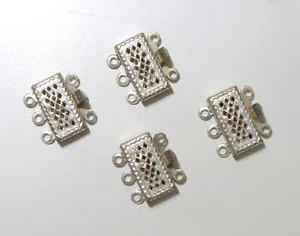 4 Vintage NOS Sterling Silver Filigree Clasps - Multi Strand - Findings - Picture 1 of 3
