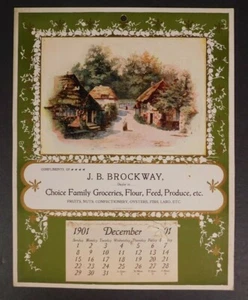 J. B. Brockway Groceries Flour..Oysters Lard 1901 Calendar Vermont - Picture 1 of 10