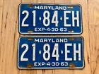 Pair of 1963 Maryland License Plates
