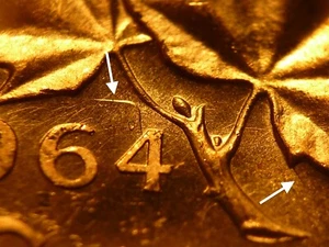 1964 BU Canada cent Extra Spine, strong die clashes, heavy cameo (from mint bag) - Picture 1 of 4