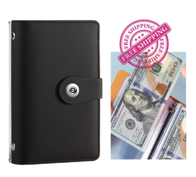 50 Pockets Dollar Bill Holders with PU Mini Binder Sleeves Protector for Notes
