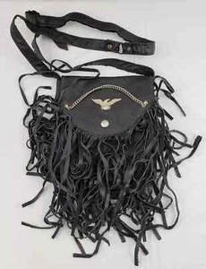 Bandolera de cuero negra vintage para mujer bolso monedero estilo motociclista cadena águila - Imagen 1 de 4