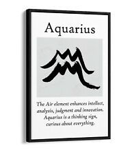 AQUARIUS STAR SIGN ZODIAC ASTROLOGY QUOTE -FLOAT EFFECT CANVAS WALL ART PRINT