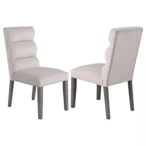 Carla Velvet Upholstered Dining Side Chair in Stone (Set of 2) - Picture 1 of 5