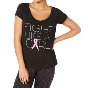 Ideology Women's Noir Fight Like A Girl BCRF Short Sleeve T-Shirt Size XX-Large - Picture 1 of 8