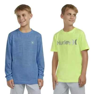 Hurley 2 Pack Boys Graphic Tee & Slub Long Sleeve Tee Size XXL 18/20 Green Blue - Image 1 of 4