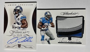 2015 Flawless AMEER ABDULLAH Rookie Auto 22/25 Jersey# 2015 4 Color Rc Patch /25