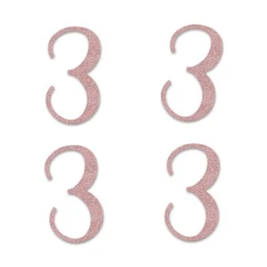 Rose Gold 3 Cut-Out Numbers 3rd Glitter Birthday Party Anniversary Decoration... - Picture 1 of 2