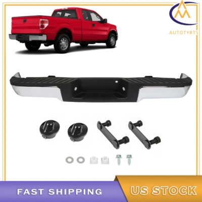 Fit For Ford F150 Truck 2009-2014 Chrome Rear Steel Bumper Assembly Complete - Image 1 of 4