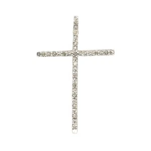 14K Weißgold 0,25Ct Diamant Rundschliff Kreuz Design Anhänger mit 16" Kette - Bild 1 von 4