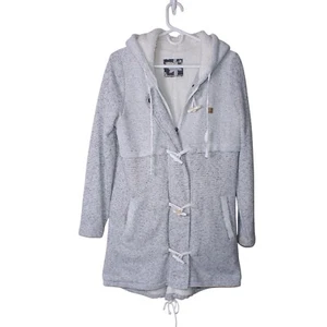 Rip Curl Penny Longline Fleece Lined Jacket Large Gray Hoodie Full Zip Cozy Warm - Picture 1 of 22