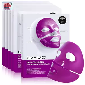 Deep Collagen Mask anti Wrinkle Lifting Mask Purple Hydrogle Face Daily Mask wit - Picture 1 of 12
