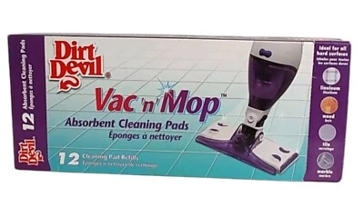 Dirt Devil Vac-n-Mop Absorbent Cleaning Pads 12 count all hard Surfaces New  - Image 1 of 4