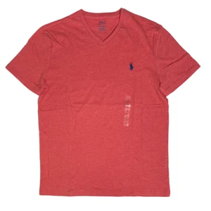Polo Ralph Lauren T-Shirt Scollo a V Rossa Manica Corta Classica Uomo Nuova con etichette Spedizione Gratuita - Foto 1 di 3