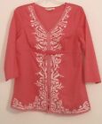 Michael Michael Kors Pink Tunic Embroidered Blouse Womens Size Large Preowned