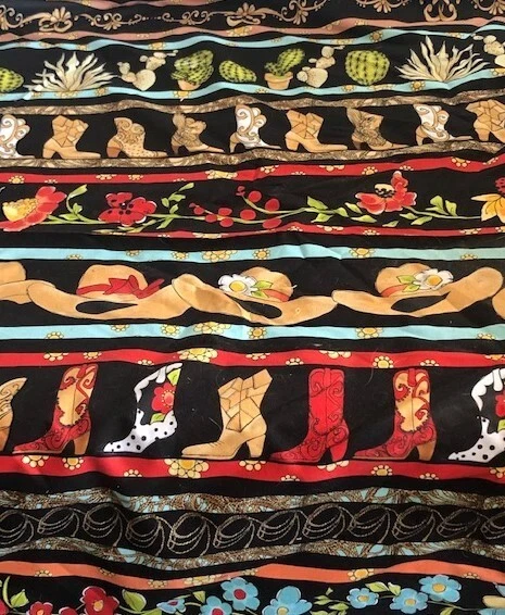 Whoa Girl western ladies black stripe cowgirls Loralie Designs fabric - Image 1 of 1