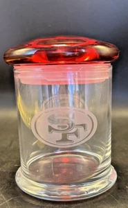 Etched San Francisco 49ers Glass Kitchen Apothecary Jar Canister Domed Lid Glass - Picture 1 of 8