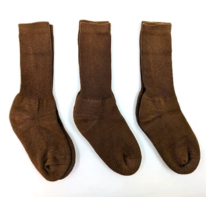 3 Pairs XS Size 7-9 Brown Military Socks Crew Anti-Microbial Cotton Blend USA - Picture 1 of 12