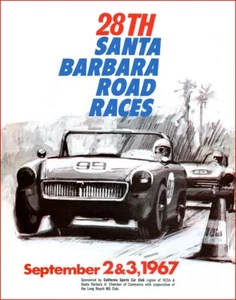 1967 Santa Barbara Cal. Sports Car Road Races Small Space Poster Art Print - Picture 1 of 1