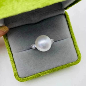 nuevo anillo de perlas mar sur natural 10-11 mm 925S se puede ajustar - Imagen 1 de 3