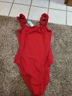Stitch Fix Kaileigh Ruffle Straps Knit Bodysuit Red XL NWT