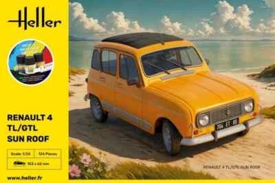 HELLER 1:24 KIT AUTO RENAULT 4 TL/GTL SUN ROOF 153x62 mm  PEZZI 124   ART  58704 - Immagine 1 di 2