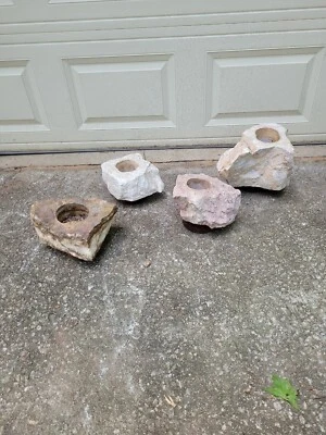 A Lot Of 4 Unique Vintage Rock Swivel Planters Preowned - Image 1 of 4