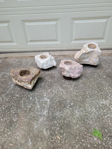 A Lot Of 4 Unique Vintage Rock Swivel Planters Preowned Cover
